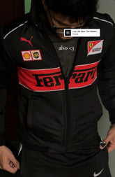 Black ferrari Parachute Jacket printed